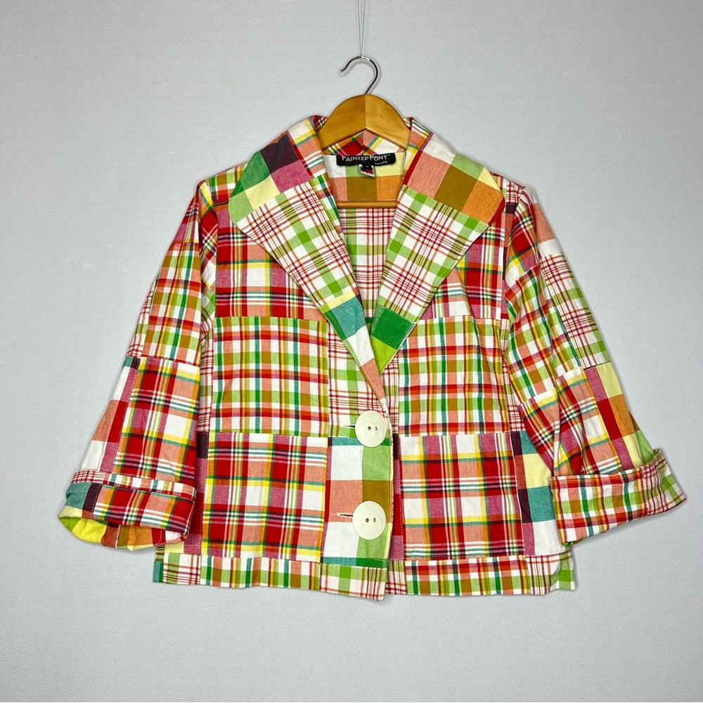 Painted Pony Made In USA Plaid Button Up Balzer Jacket Size M